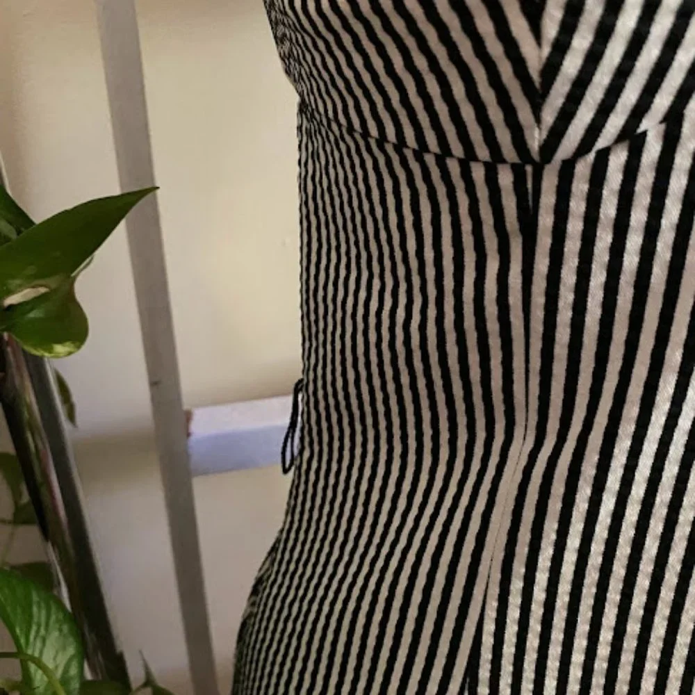 Trina Turk black and white seersucker dress sz 2 - Picture 6 of 7